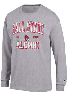 Champion Ball State Cardinals Grey Est Date Alumni Jersey Long Sleeve T Shirt