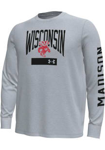 Under Armour Wisconsin Badgers Grey Gameday Motion Long Sleeve T-Shirt