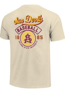 Arizona State Sun Devils Ivory Modern Script Stripes Short Sleeve T Shirt