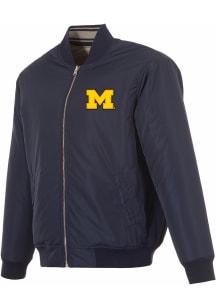 Michigan Wolverines Mens Navy Blue Reversible Primary Logo Medium Weight Jacket