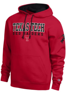 Champion Texas Tech Red Raiders Mens Red Arch Name Contrast Liner Long Sleeve Hoodie