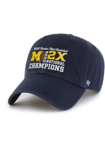 47 Michigan Wolverines 2026 NCAA D1 Men's Basketball Multi Champs Clean Up Adjustable Hat - Navy B..
