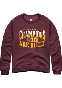 Rally Big Ten Mens Maroon Champs Arch Long Sleeve Crew Sweatshirt
