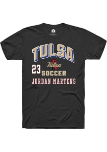 Jordan Martens Tulsa Golden Hurricane Black NIL Arch Logo Short Sleeve Player T Shirt