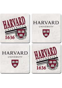 Harvard Crimson 4-Pack Coaster - White