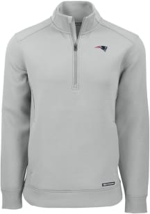 Cutter and Buck New England Patriots Mens Grey Roam Long Sleeve Qtr Zip Pullover