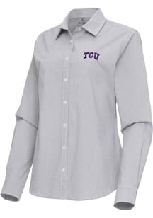 Antigua TCU Horned Frogs Womens Porter Long Sleeve Ash Dress Shirt