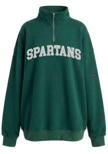 Hype and Vice Michigan State Spartans Womens Green Oversized Qtr Zip