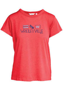 Wrigleyville Womens Red Julia Gash Short Sleeve T-Shirt