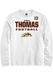 Jordon Thomas  Western Michigan Broncos White Rally Football NIL Stacked Box Long Sleeve T Shirt