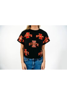 Iowa State Cyclones Womens Black Sequin Short Sleeve T-Shirt