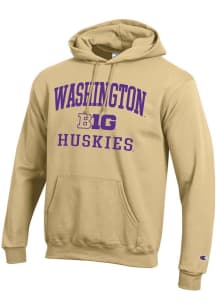 Champion Washington Huskies Mens Gold Big Ten Powerblend Long Sleeve Hoodie
