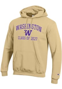 Champion Washington Huskies Mens Gold Font Class of 2027 Powerblend Long Sleeve Hoodie