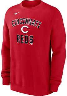 Nike Cincinnati Reds Mens Red Arched Crewneck Long Sleeve Crew Sweatshirt