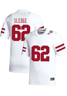 Sam Sledge   Nebraska Cornhuskers White NIL Name And Number Football Jersey