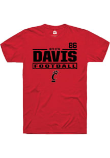 Kellen Davis Cincinnati Bearcats Red Football NIL Stacked Box Short Sleeve Player T Shirt