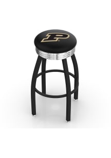 Purdue Boilermakers 3 Ring Chrome Seat Pub Stool - Black