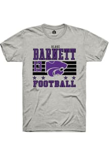 Blake Barnett K-State Wildcats Ash Football NIL Striped Short Sleeve Player T Shirt