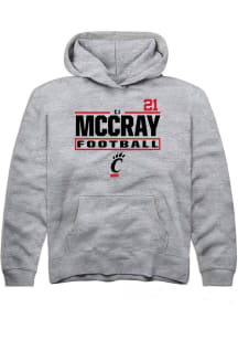 CJ McCray Rally Cincinnati Bearcats Youth NIL Stacked Box Long Sleeve Player Hoodie Grey