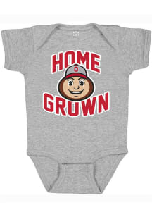 Little King Ohio State Buckeyes Baby Grey Home Grown Short Sleeve One Piece