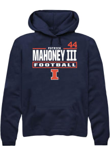 Patrick Mahoney III Illinois Fighting Illini Mens Navy Blue Football NIL Stacked Box Player Hood