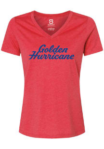 Summit Sportswear Tulsa Golden Hurricane Womens Crimson Rhinestone Short Sleeve T-Shirt