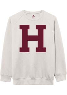 Harvard Crimson Mens White Block H Long Sleeve Crew Sweatshirt