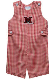 Vive La Fete Miami RedHawks Baby Red Gingham Overalls