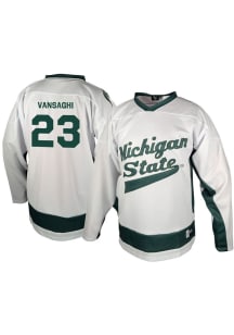 Genuine Collective Shane Vansaghi Michigan State Spartans Mens White NIL Hockey Jersey