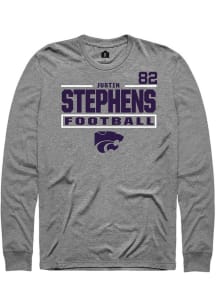 Justin Stephens K-State Wildcats Graphite Football NIL Stacked Box Long Sleeve Player T Shirt