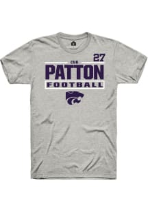 Cub Patton K-State Wildcats Ash Football NIL Stacked Box Short Sleeve Player T Shirt