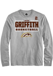Jalen Griffith Western Michigan Broncos Grey NIL Stacked Box Long Sleeve Player T Shirt