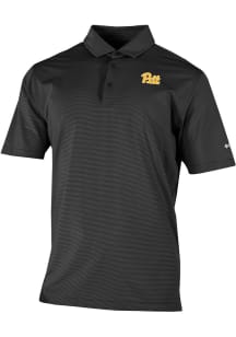 Columbia Pitt Panthers Mens Black Heat Seal Double Hit Short Sleeve Polo