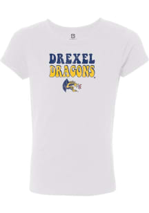 Summit Sportswear Drexel Dragons Girls White Bubble Script Short Sleeve Tee