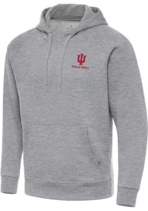 Antigua Indiana Hoosiers Mens Grey Heather Victory Volleyball Long Sleeve Hoodie