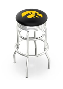 Iowa Hawkeyes Double-Ring Swivel Chrome Pub Stool - Black
