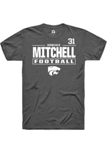 Dominic Mitchell K-State Wildcats Dark Grey Football NIL Stacked Box Short Sleeve Player T Shirt