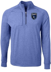 Cutter and Buck San Jose Earthquakes Mens Blue Adapt Eco Long Sleeve Qtr Zip Pullover