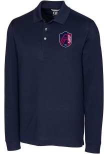 Cutter and Buck St Louis City SC Mens Navy Blue Advantage Long Sleeve Polo Shirt
