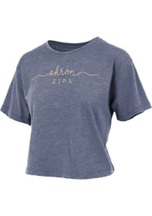 Pressbox Akron Zips Womens Navy Blue Burnout Short Sleeve T-Shirt