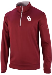 Columbia Oklahoma Sooners Mens Crimson Heat Seal Omni Wick Wickhams Hills Long Sleeve Qtr Zip Pull..
