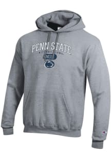 Champion Penn State Nittany Lions Mens Grey Pill Box Mom Powerblend Long Sleeve Hoodie