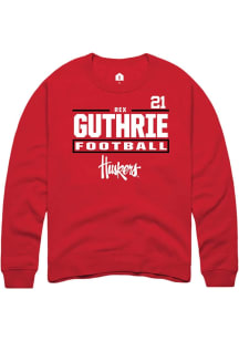 Rex Guthrie Nebraska Cornhuskers Mens Red Football NIL Stacked Box Player Crew