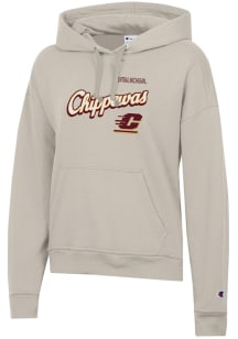 Champion Central Michigan Chippewas Womens Oatmeal Script Powerblend Hooded Sweatshirt