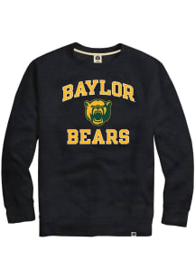 Rally Baylor Bears Mens Black Triblend Number One Design Long Sleeve Fashion Sweatshirt