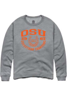 Summit Sportswear Oklahoma State Cowboys Mens Grey Big 12 Equestrian Champs 2026 Long Sleeve Crew..