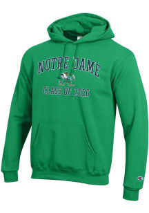 Champion Notre Dame Fighting Irish Mens Green Font Class of 2026 Powerblend Long Sleeve Hoodie