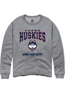 Summit Sportswear UConn Huskies Mens Graphite Women's Cross Country Long Sleeve Crew Sweatshirt