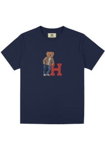 Crew Dog Harvard Crimson Navy Blue Leaning H Bear Short Sleeve Fashion T Shirt