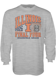 Blue 84 Illinois Fighting Illini Grey 2026 Men's Basketball Final Four Bound Long Sleeve T Shirt